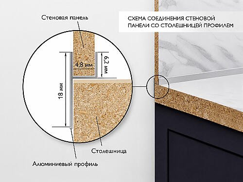 Плинтус для столешницы Ч-образный
